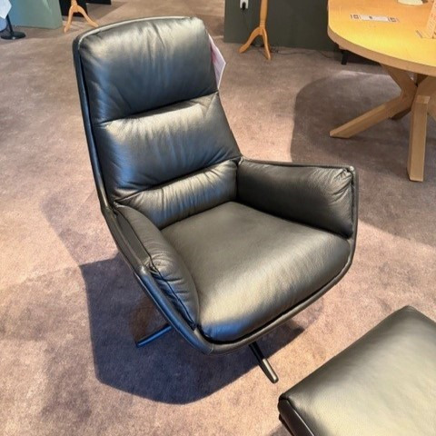 Flexlux draaifauteuil Moro met voetbank (leder) - 1